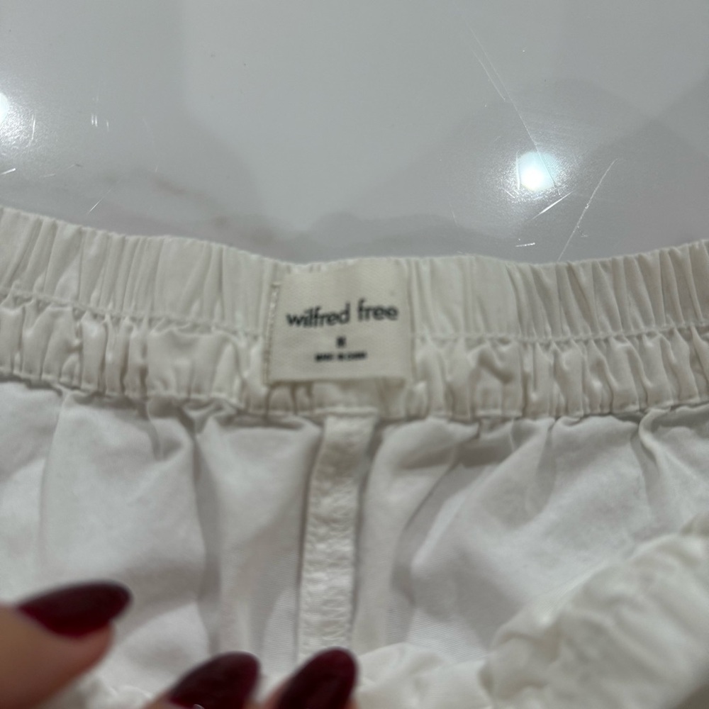 Aritzia Wilfred free poplin white drawstring shorts